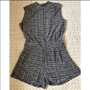 NEW Vince Static Print Silk Romper w/ Pockets